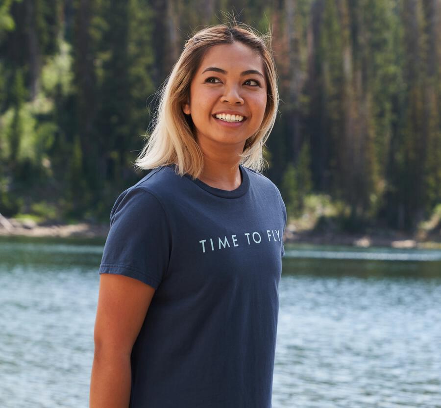 Hoka One One Womens Tee - Brand - Navy - ODQZ86215